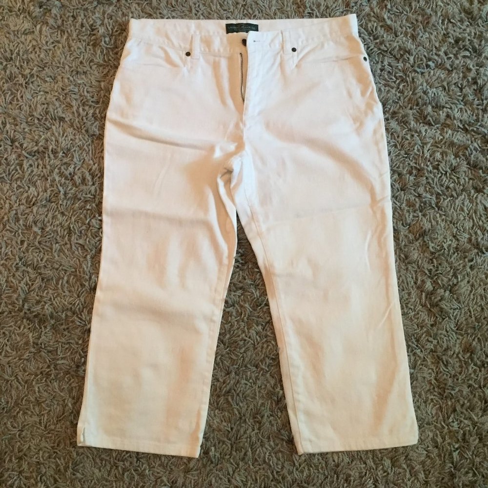 LRL Ralph Lauren white denim capris, sz 12P